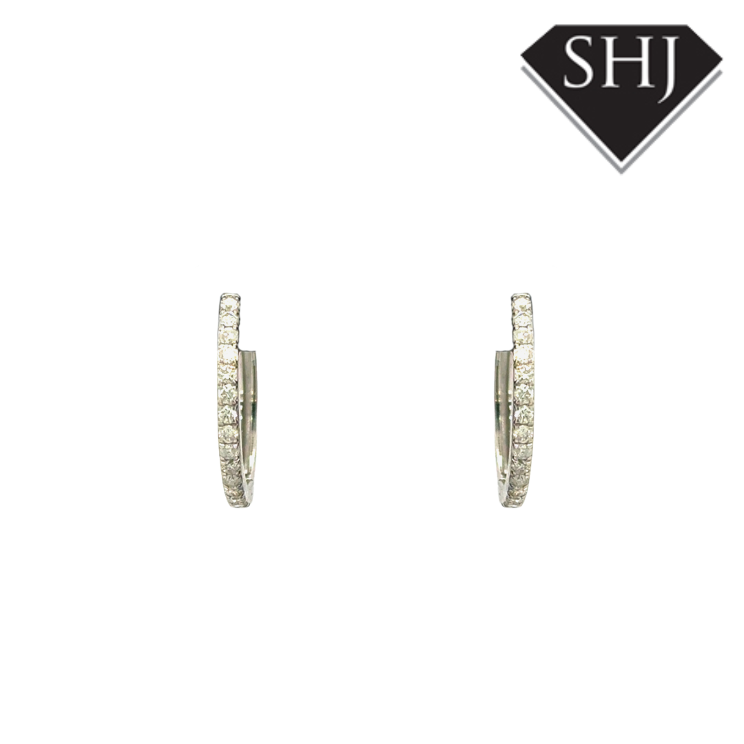 9ct White Gold 0.27ct Diamonds Hoop Earrings