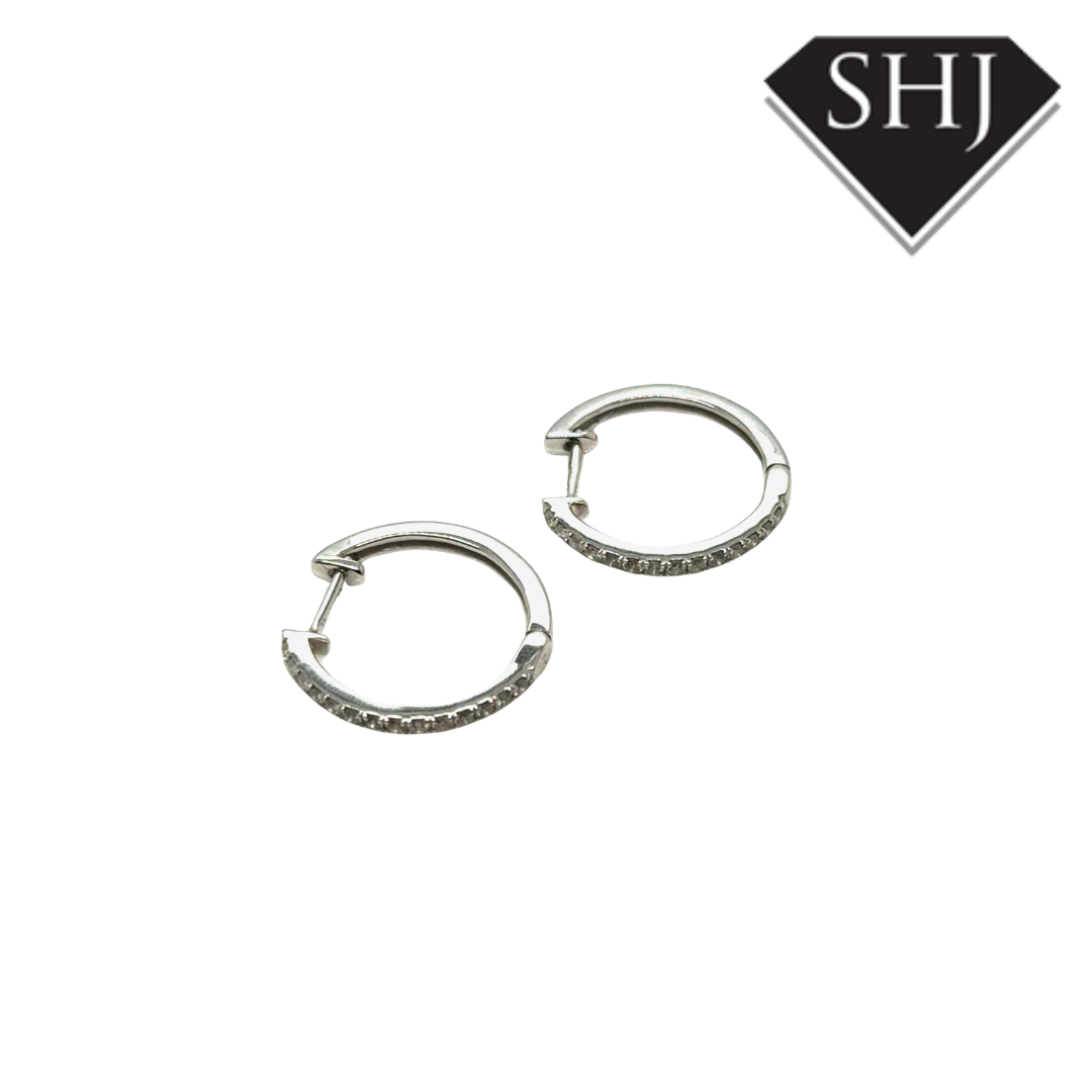 9ct White Gold 0.27ct Diamonds Hoop Earrings