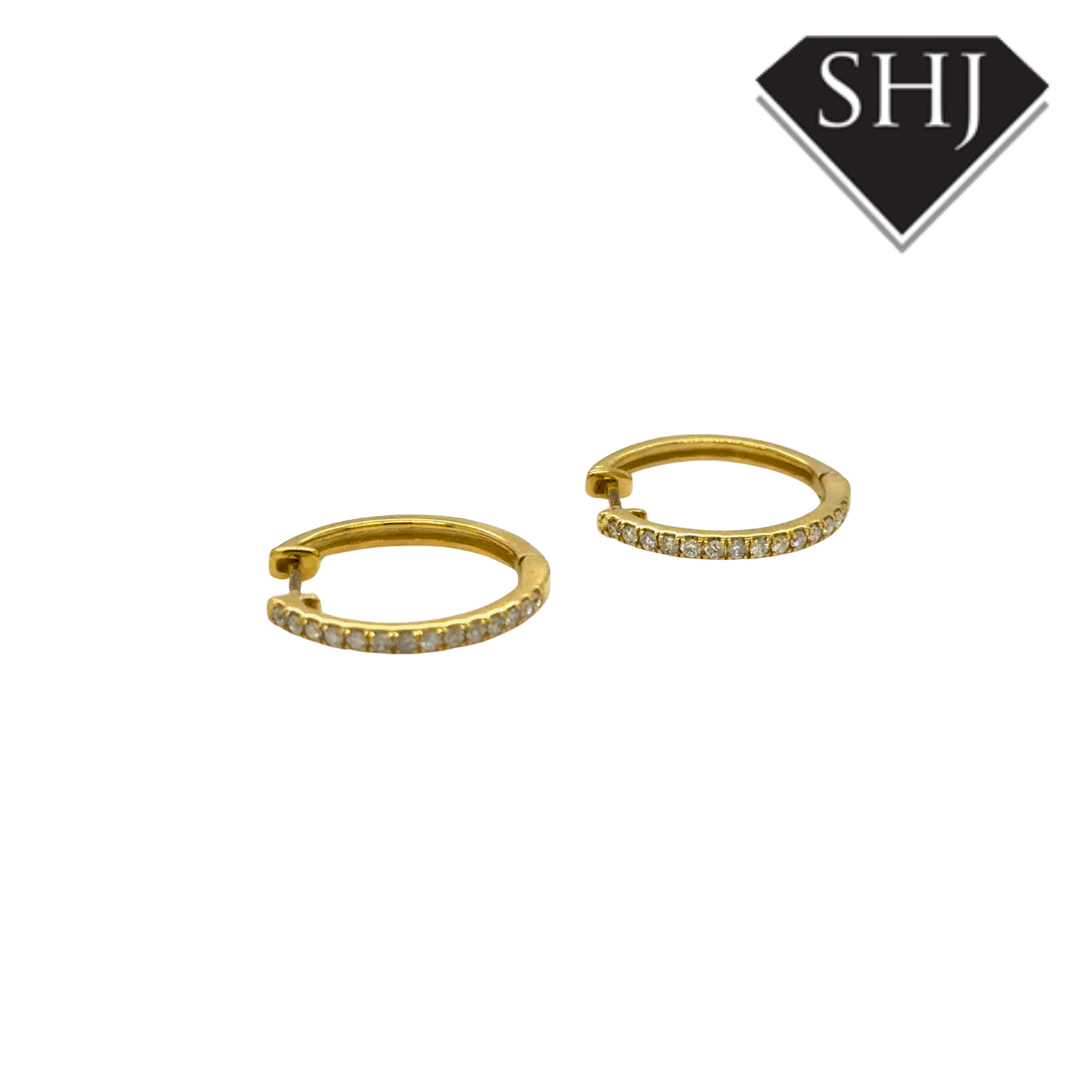 9ct Yellow Gold 0.23ct Diamonds Hoop Earrings