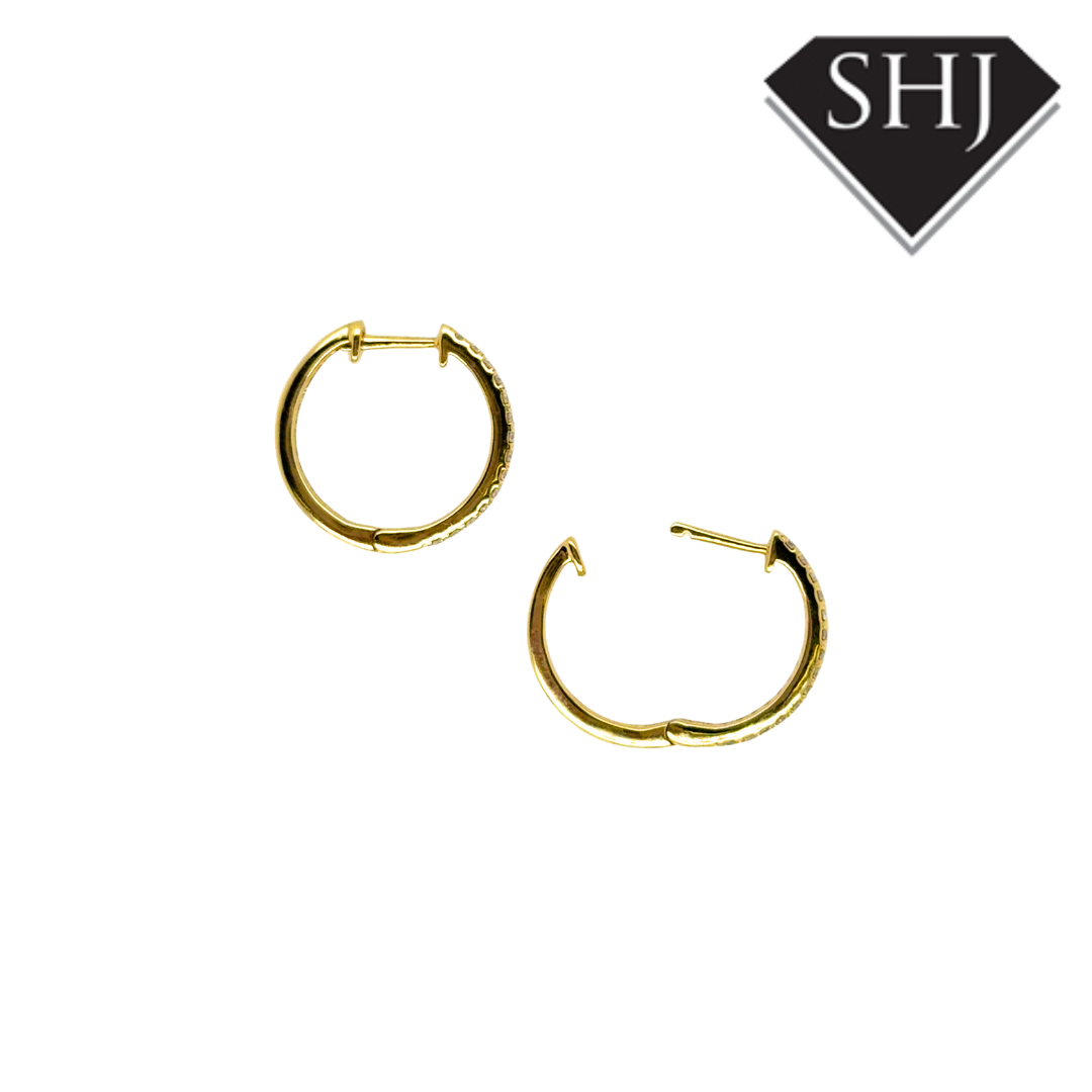 9ct Yellow Gold 0.23ct Diamonds Hoop Earrings
