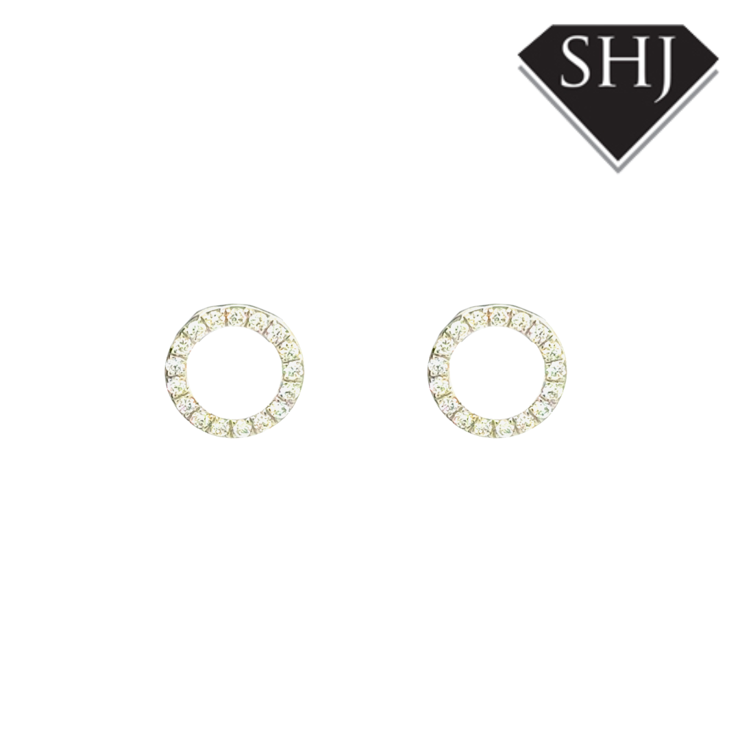 9ct White Gold Diamond Stud Earrings