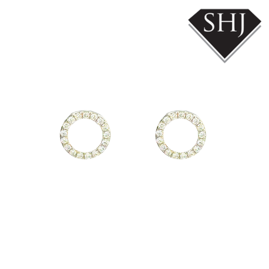 9ct White Gold Diamond Stud Earrings