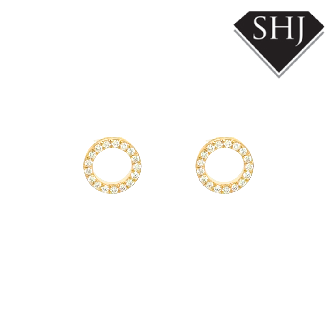 9ct Yellow Gold Diamond Stud Earrings