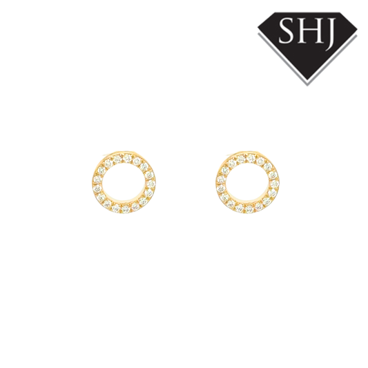 9ct Yellow Gold Diamond Stud Earrings
