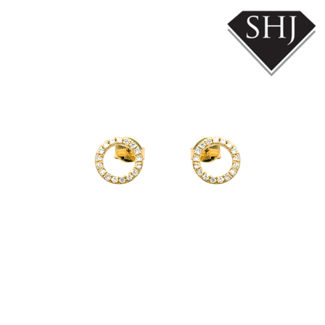 9ct Yellow Gold Diamond Stud Earrings