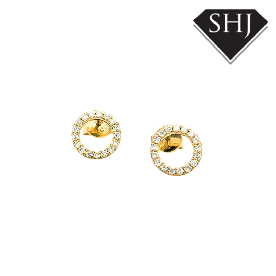 9ct Yellow Gold Diamond Stud Earrings