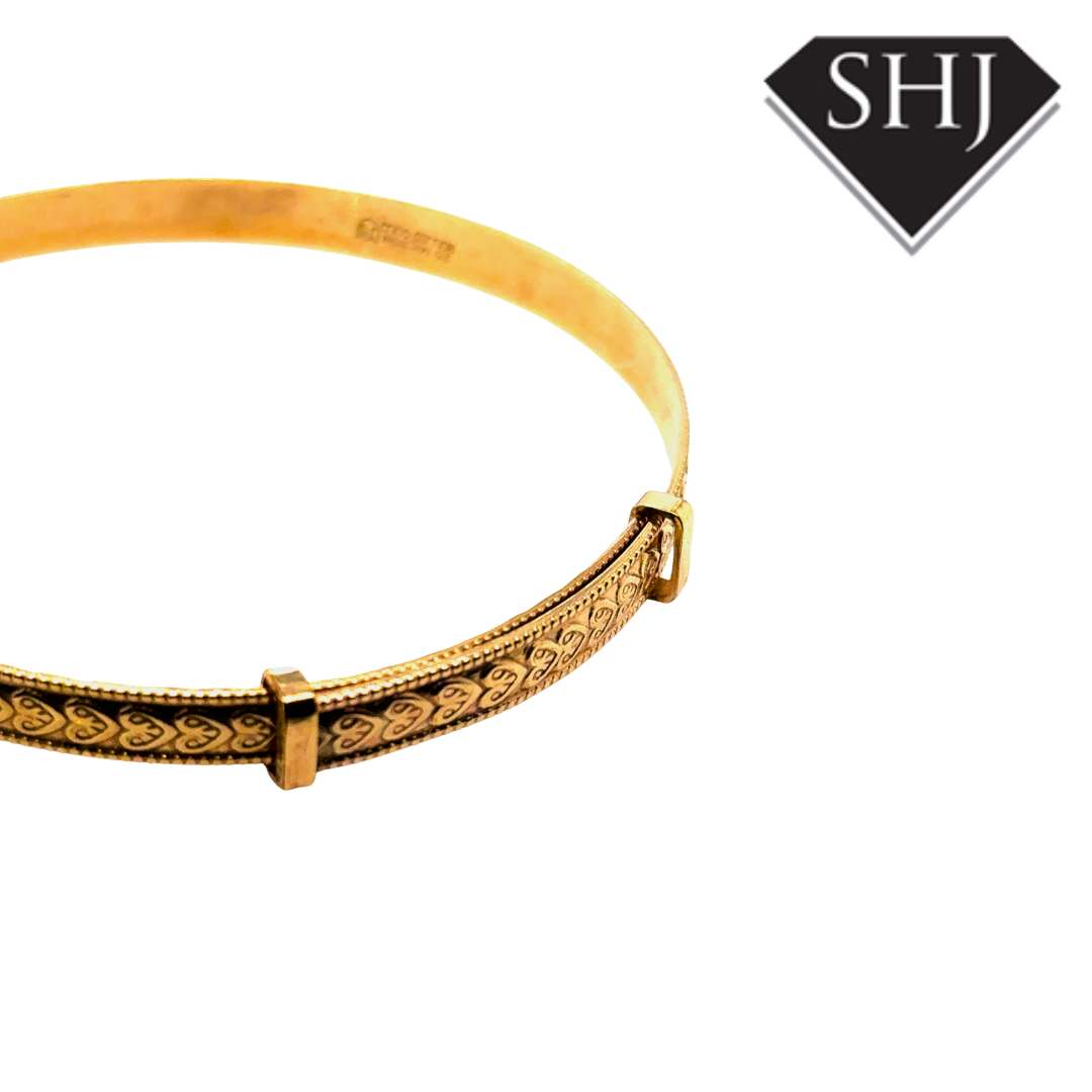 Rolled Gold Heart Engraved Bangle