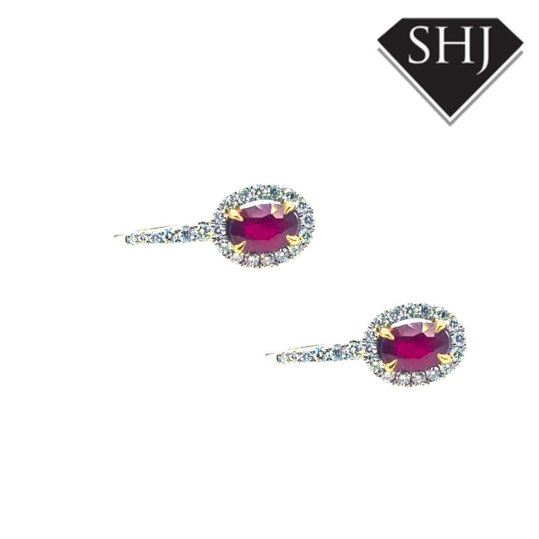 Platinum Ruby and Diamond Earrings