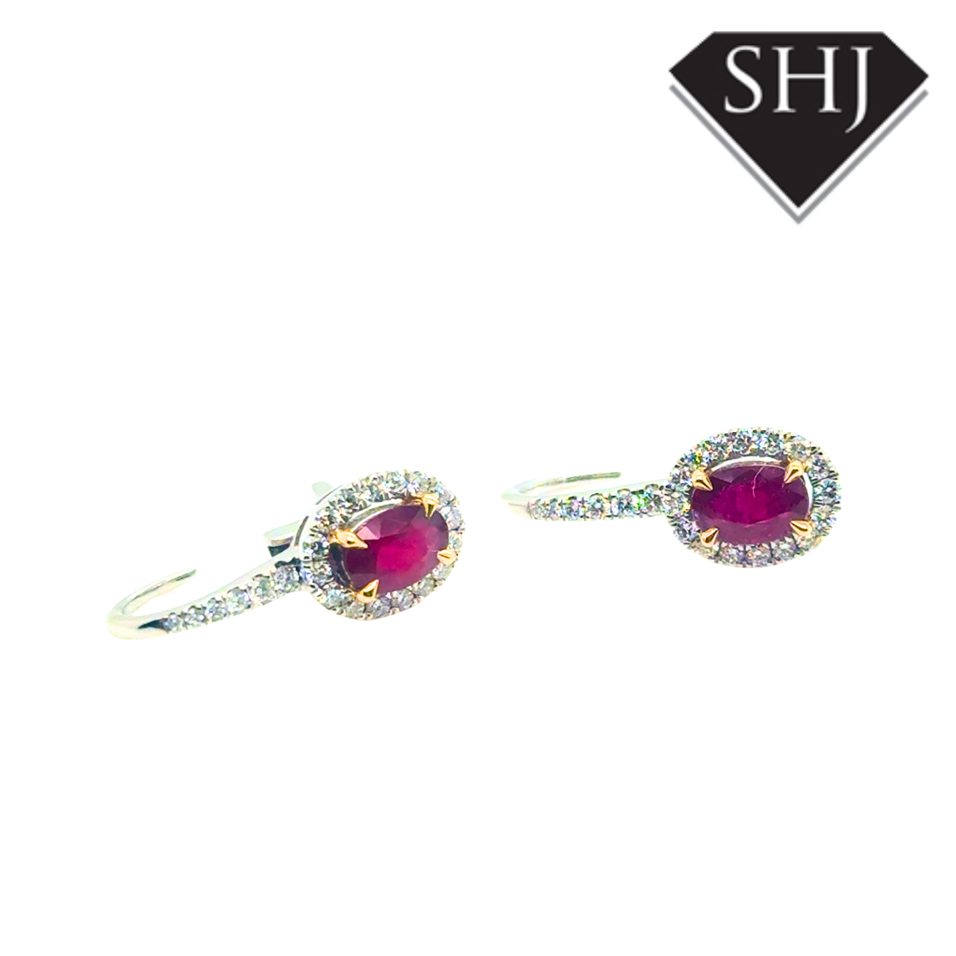 Platinum Ruby and Diamond Earrings