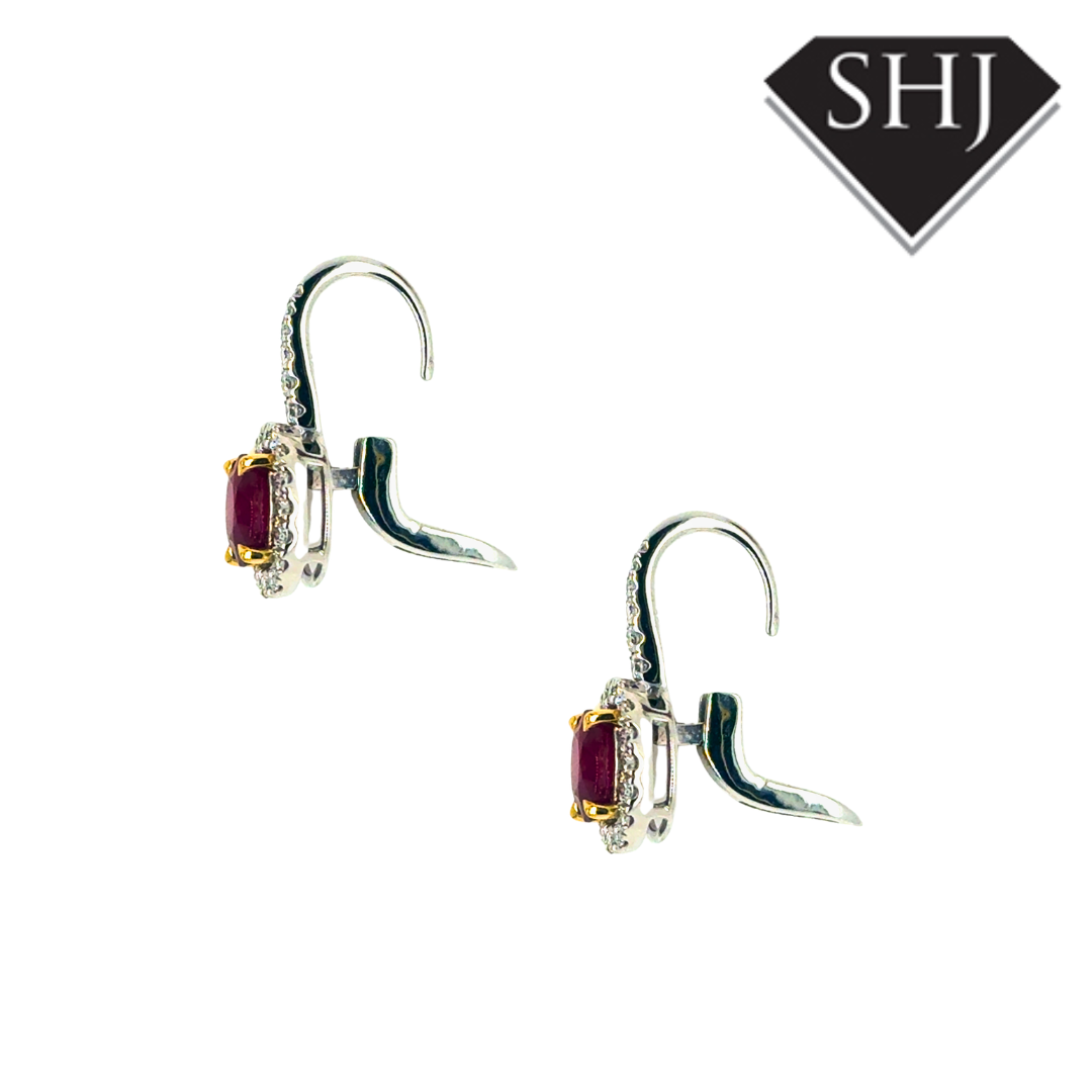 Platinum Ruby and Diamond Earrings