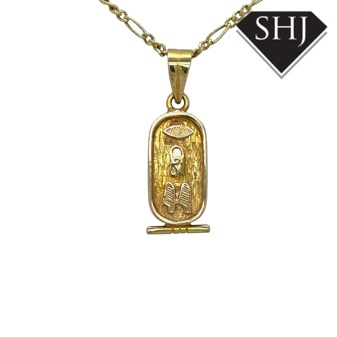 18ct Yellow Gold Cartouche Pendant & Chain