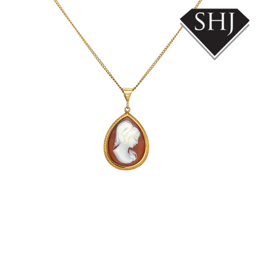 9ct Yellow Gold Cameo Pendant & Chain