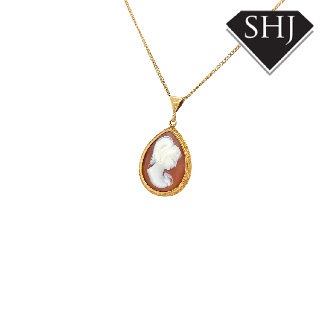 9ct Yellow Gold Cameo Pendant & Chain