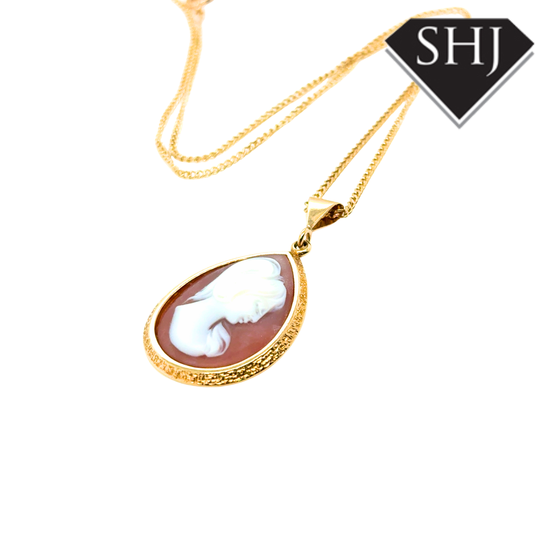 9ct Yellow Gold Cameo Pendant & Chain