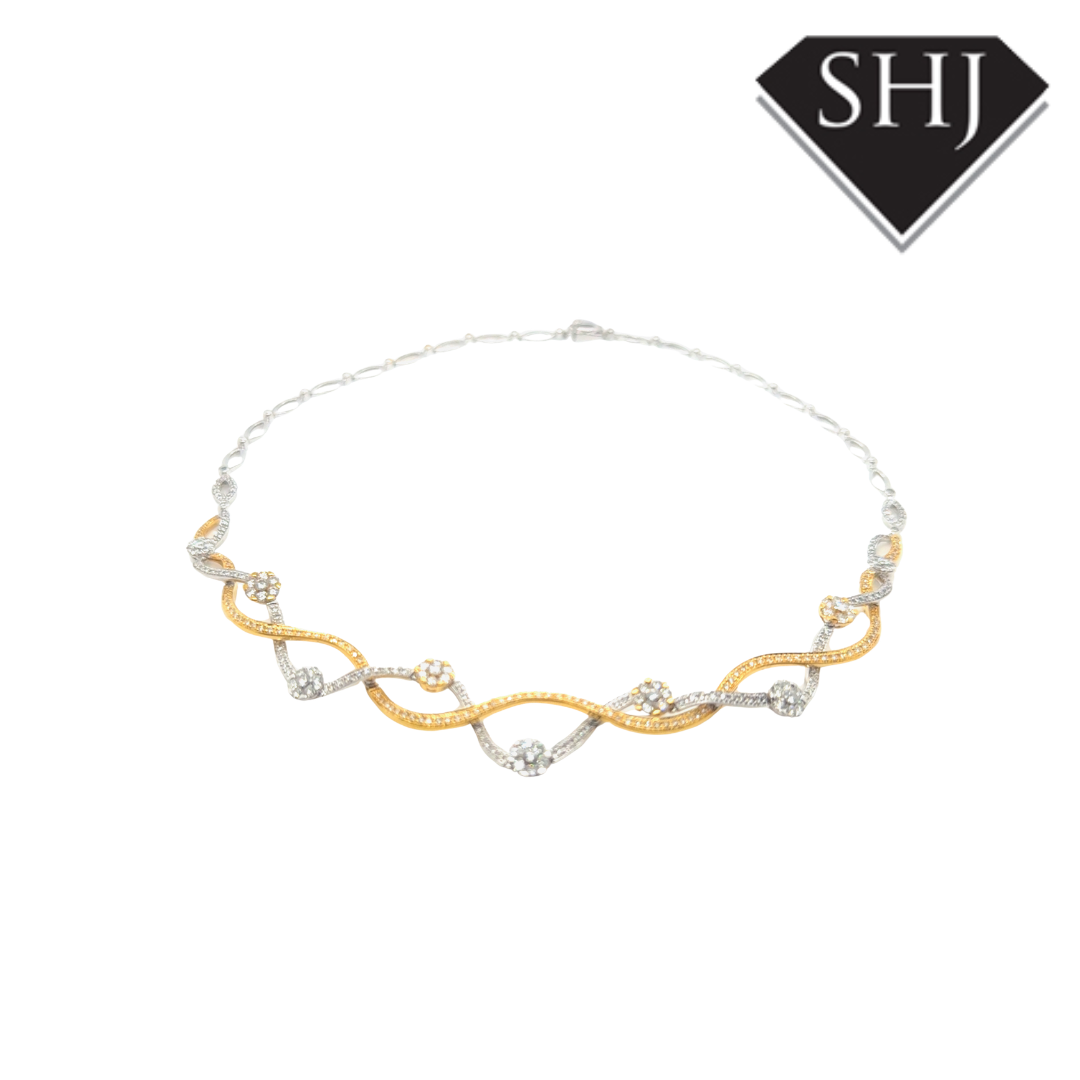 18ct Yellow & White Gold Approx 4.50ct Diamond Collar Necklace