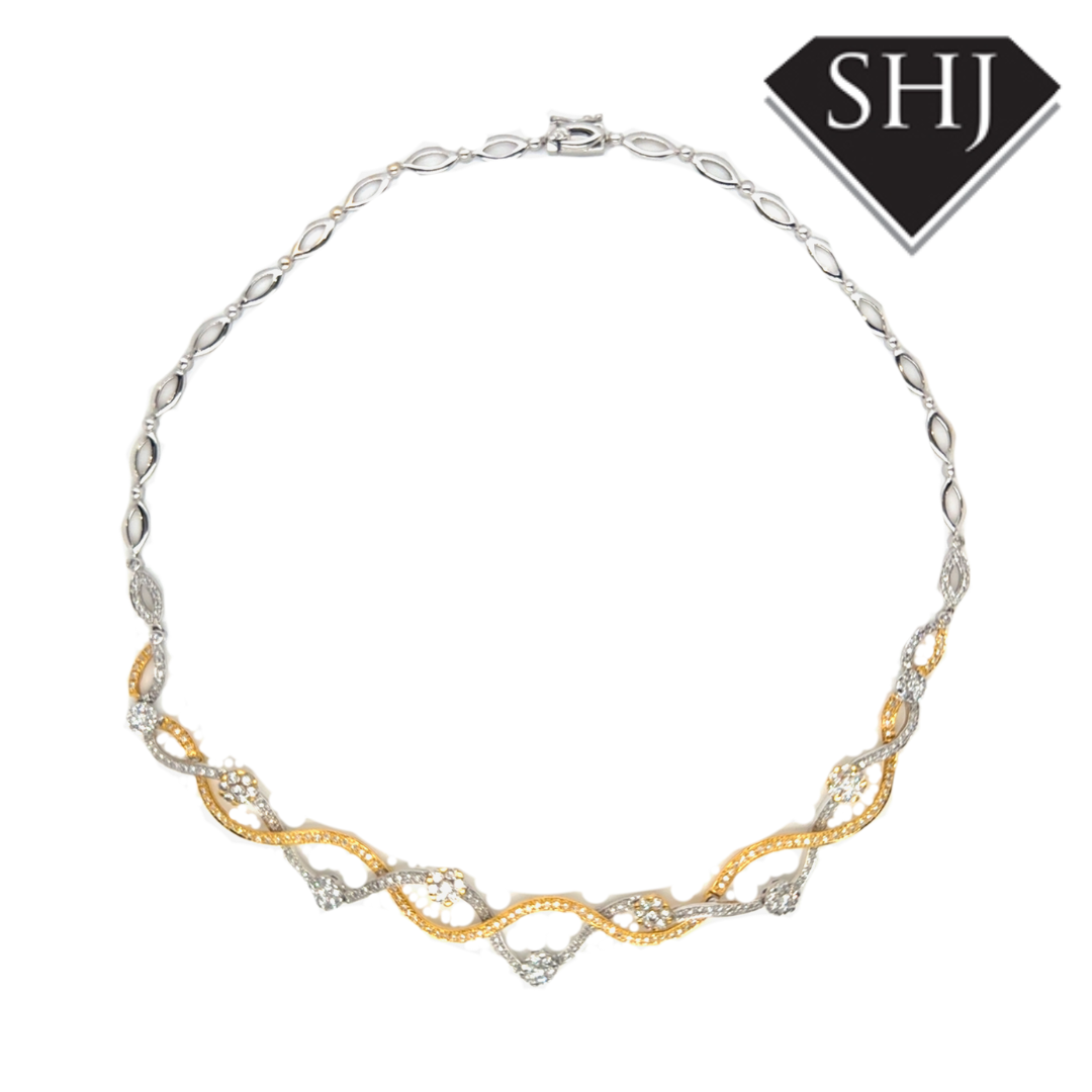 18ct Yellow & White Gold Approx 4.50ct Diamond Collar Necklace