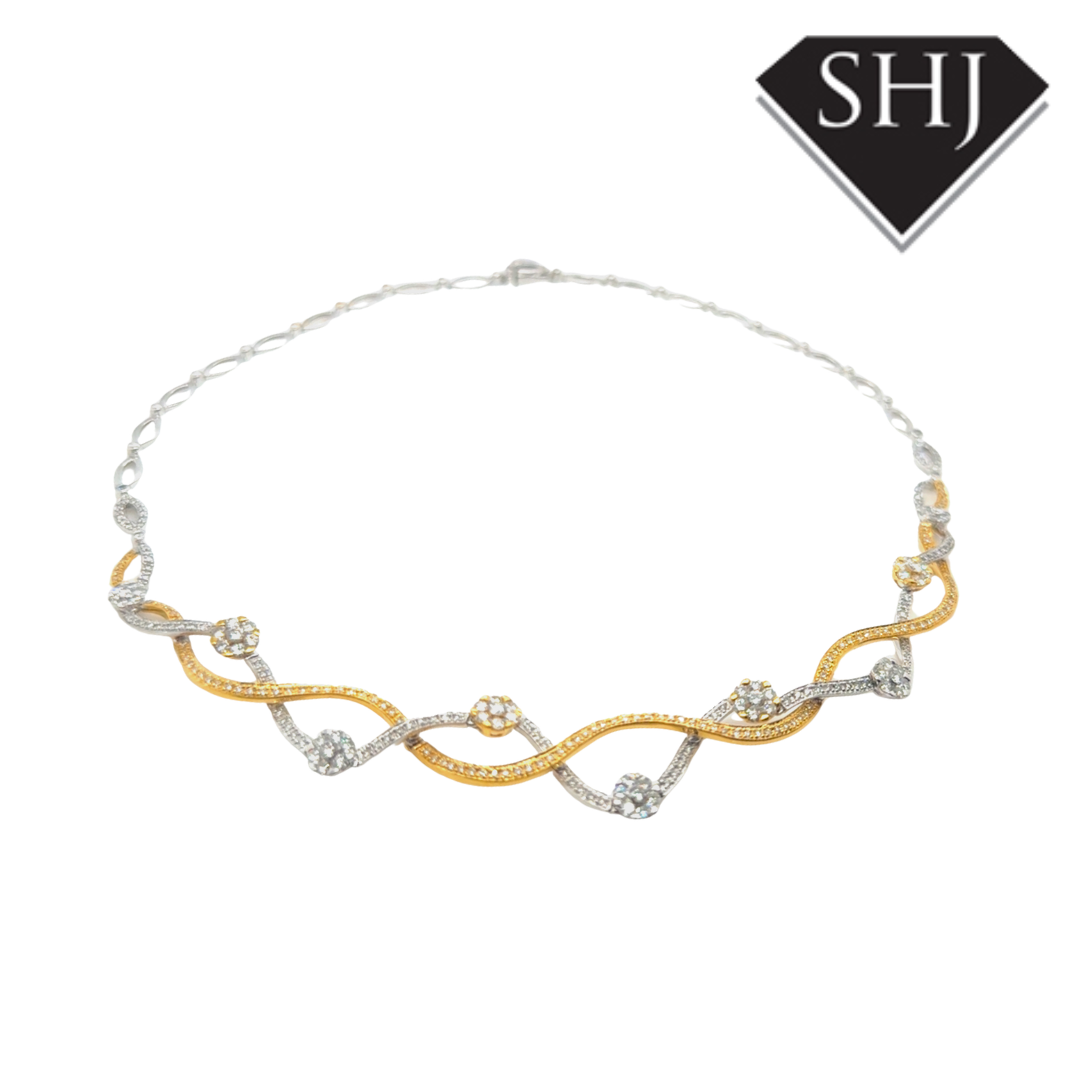 18ct Yellow & White Gold Approx 4.50ct Diamond Collar Necklace