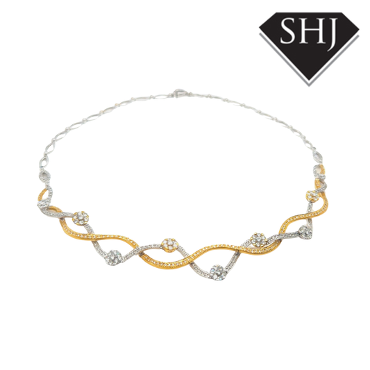 18ct Yellow & White Gold Approx 4.50ct Diamond Collar Necklace