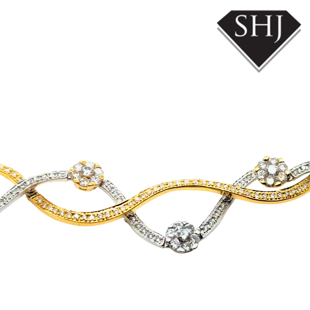 18ct Yellow & White Gold Approx 4.50ct Diamond Collar Necklace
