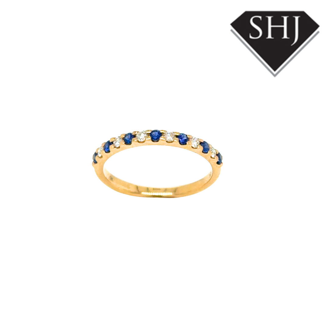 9ct Yellow Gold 0.23ct Sapphire and 0.15ct Diamond Eternity Ring