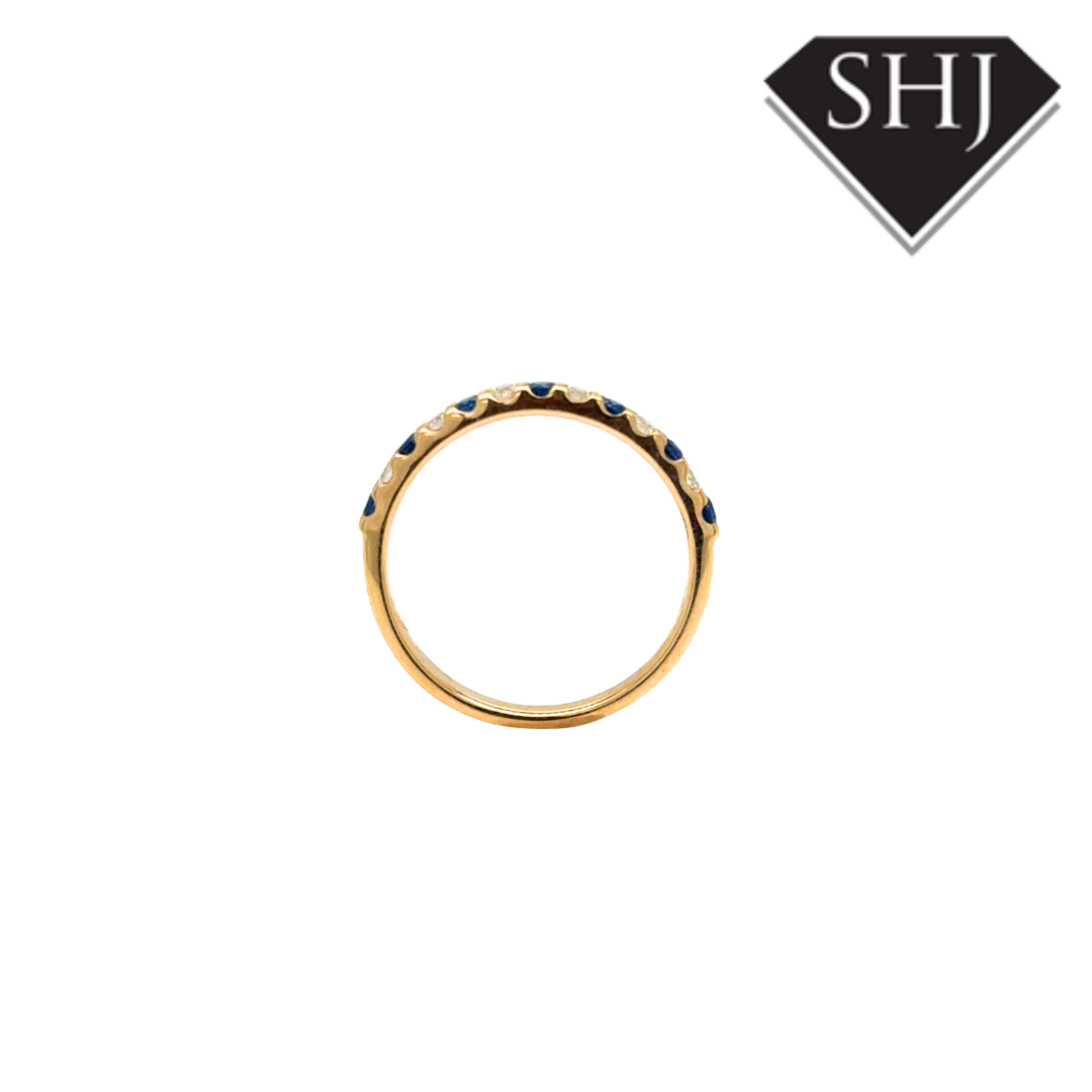 9ct Yellow Gold 0.23ct Sapphire and 0.15ct Diamond Eternity Ring