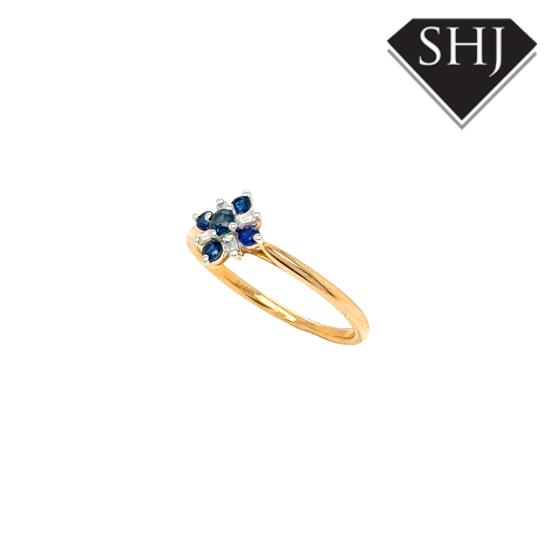 9ct Yellow Gold 0.25ct Sapphire and 0.06ct Diamond Ring