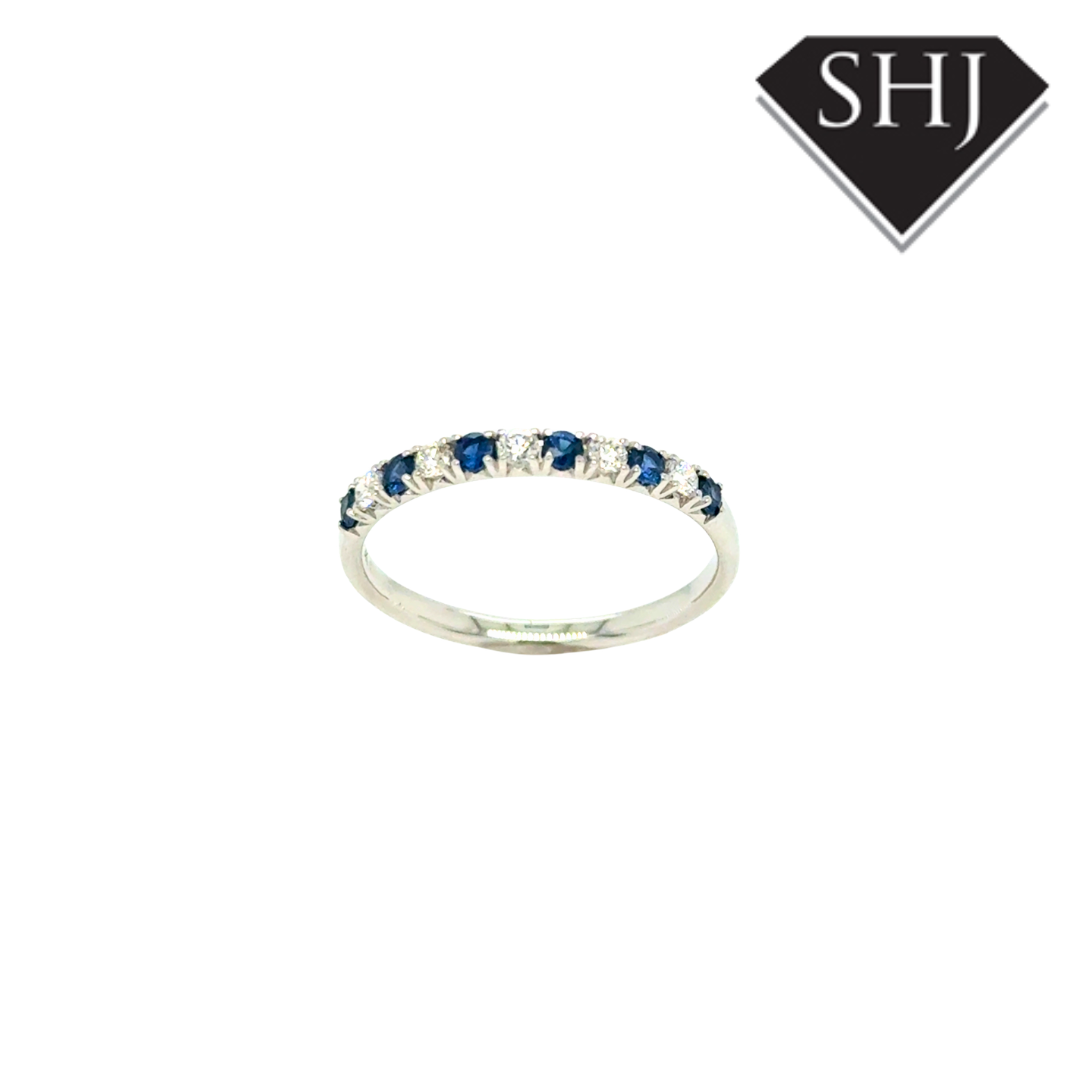 9ct White Gold 0.27ct Sapphire and 0.15ct Diamond Eternity Ring