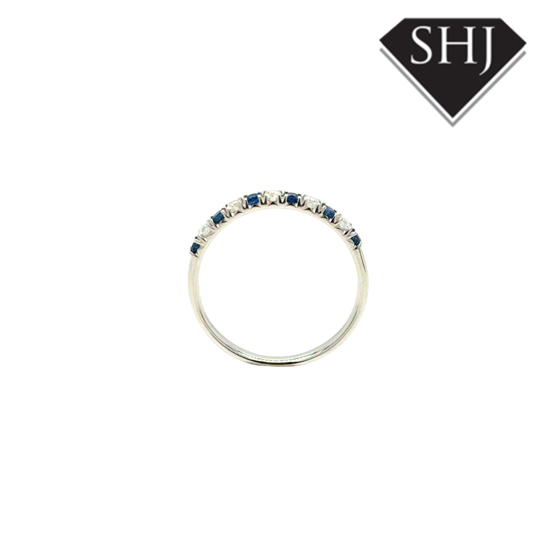 9ct White Gold 0.27ct Sapphire and 0.15ct Diamond Eternity Ring