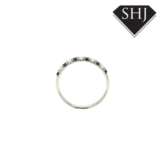 9ct White Gold 0.27ct Sapphire and 0.15ct Diamond Eternity Ring
