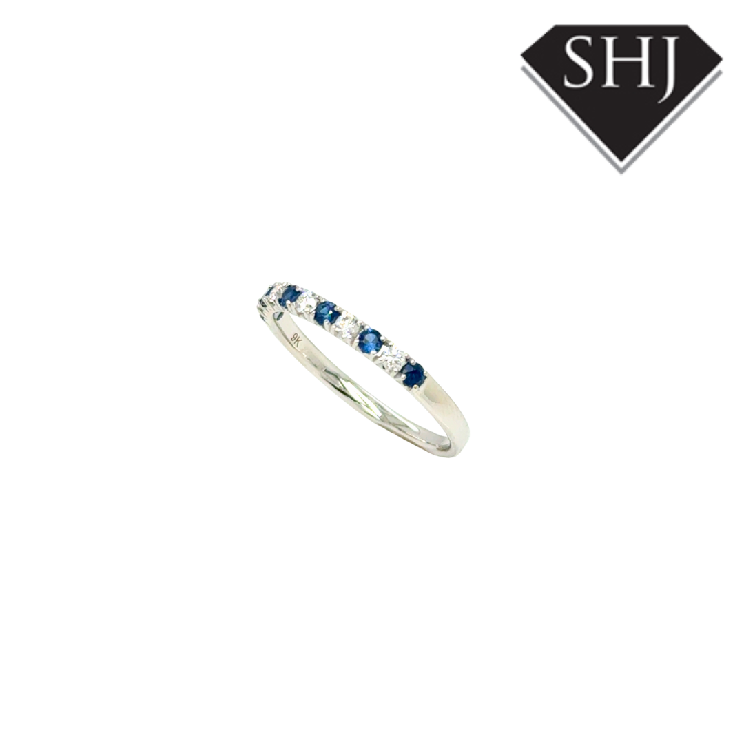 9ct White Gold 0.27ct Sapphire and 0.15ct Diamond Eternity Ring