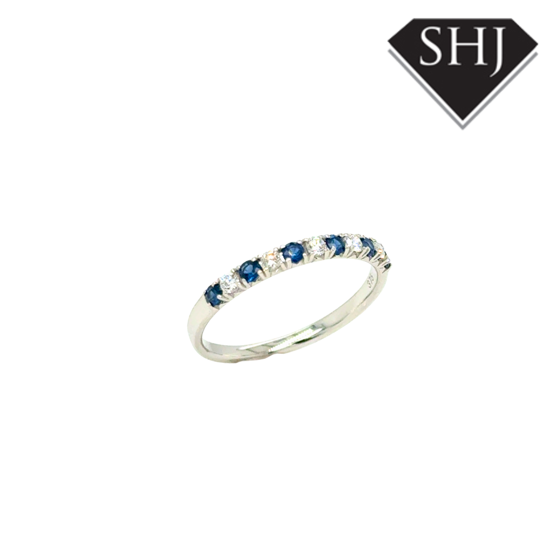 9ct White Gold 0.27ct Sapphire and 0.15ct Diamond Eternity Ring