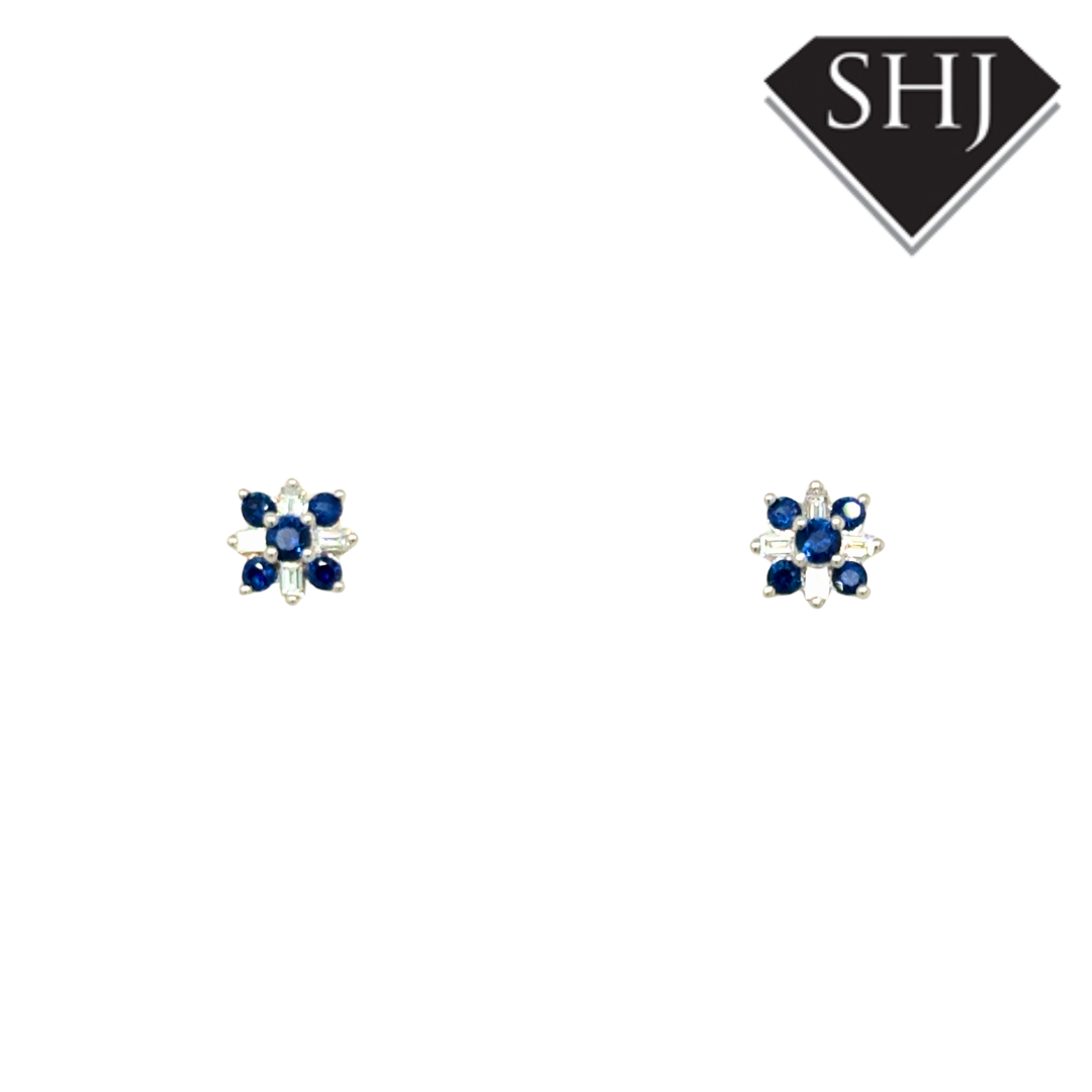 9ct Yellow Gold 0.30ct Sapphire 0.10ct Diamond Earrings