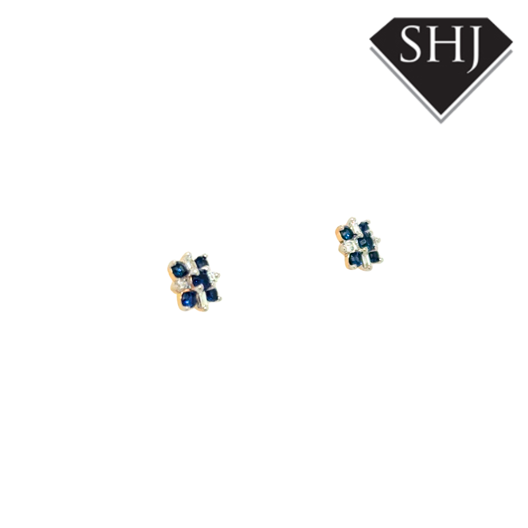 9ct Yellow Gold 0.30ct Sapphire 0.10ct Diamond Earrings