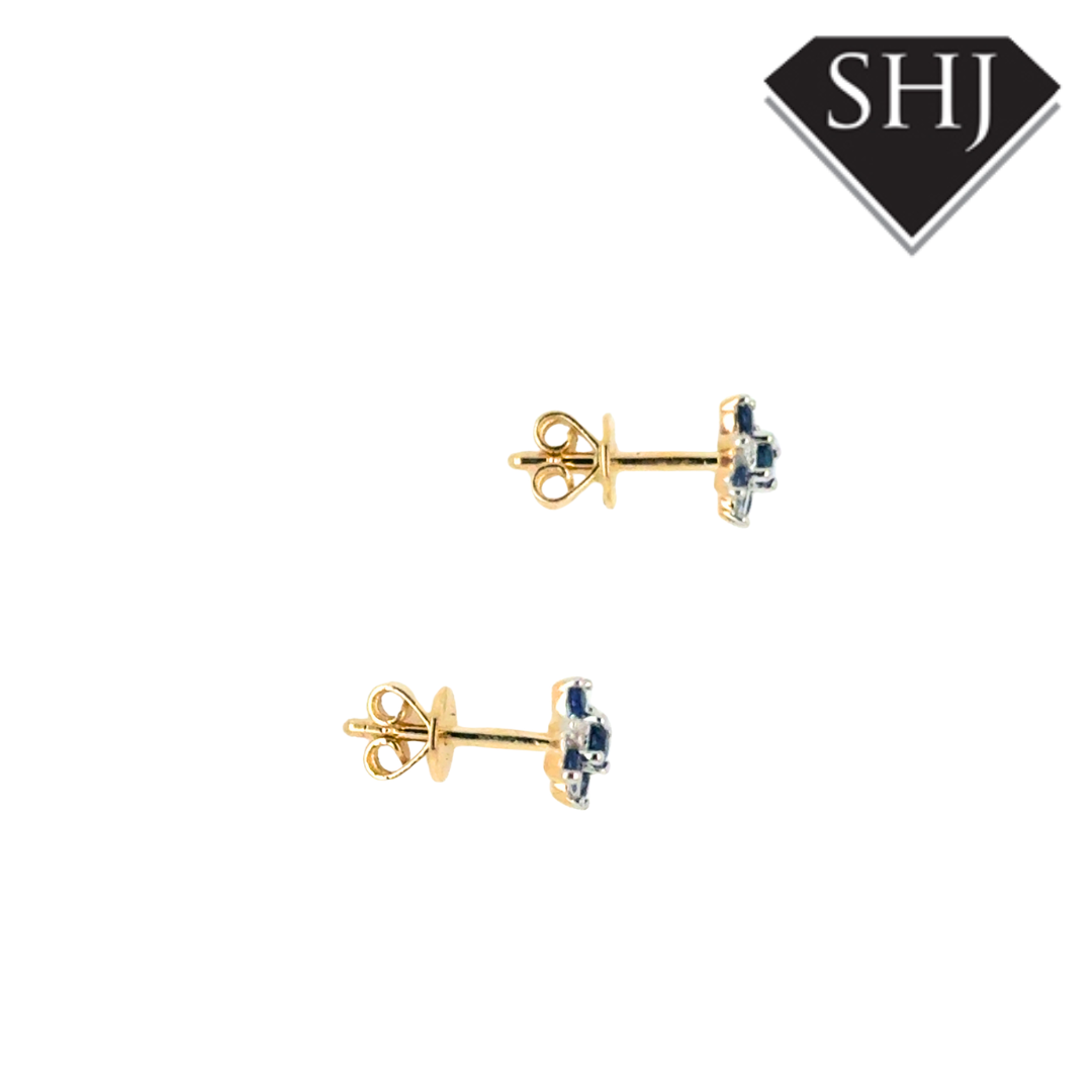 9ct Yellow Gold 0.30ct Sapphire 0.10ct Diamond Earrings