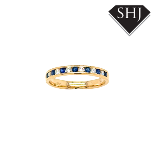 9ct Yellow Gold 0.22ct Sapphire and 0.16ct Diamond Eternity Ring