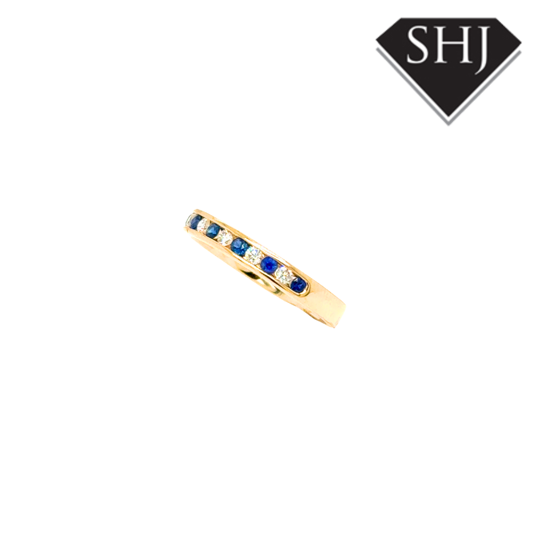9ct Yellow Gold 0.22ct Sapphire and 0.16ct Diamond Eternity Ring
