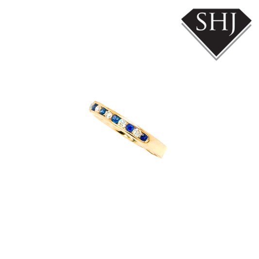 9ct Yellow Gold 0.22ct Sapphire and 0.16ct Diamond Eternity Ring