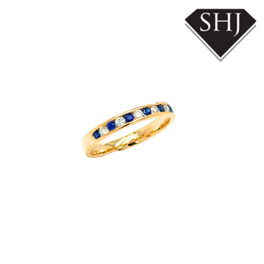 9ct Yellow Gold 0.22ct Sapphire and 0.16ct Diamond Eternity Ring