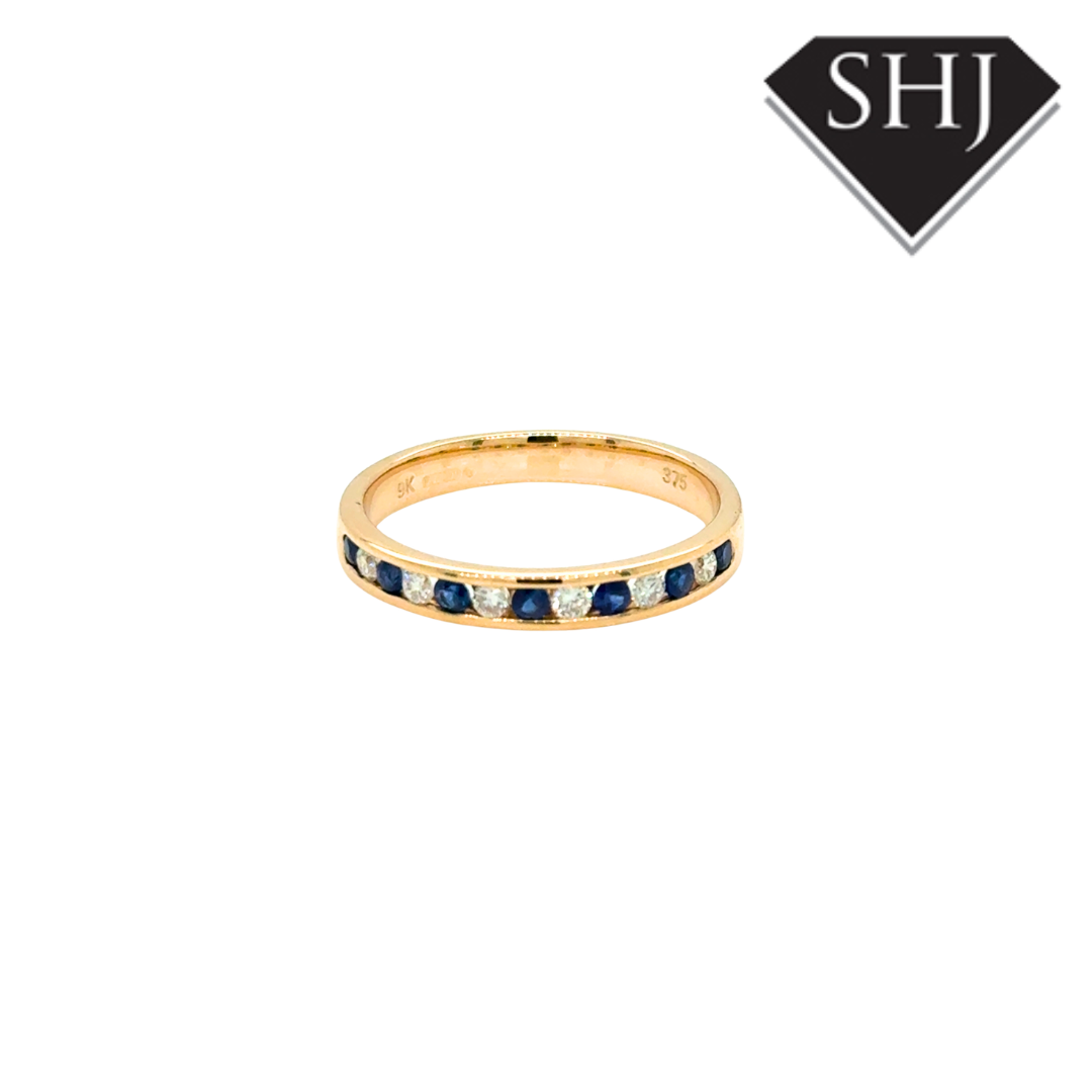 9ct Yellow Gold 0.22ct Sapphire and 0.16ct Diamond Eternity Ring