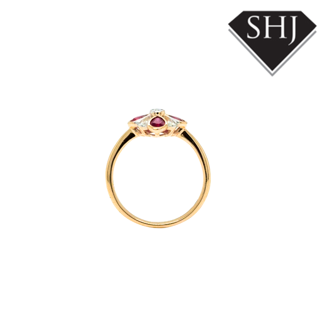 9ct Yellow Gold 0.75ct Ruby & 0.13ct Diamond Eternity Ring