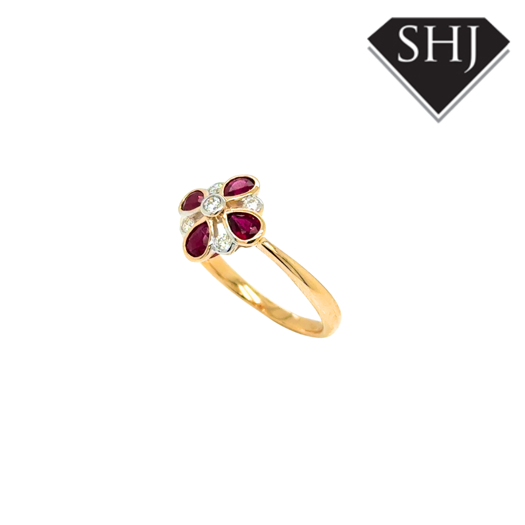9ct Yellow Gold 0.75ct Ruby & 0.13ct Diamond Eternity Ring