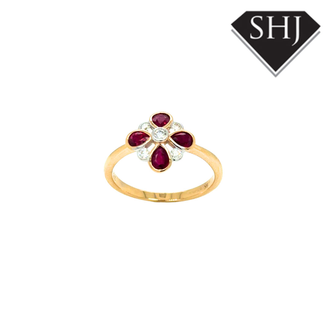 9ct Yellow Gold 0.75ct Ruby & 0.13ct Diamond Eternity Ring
