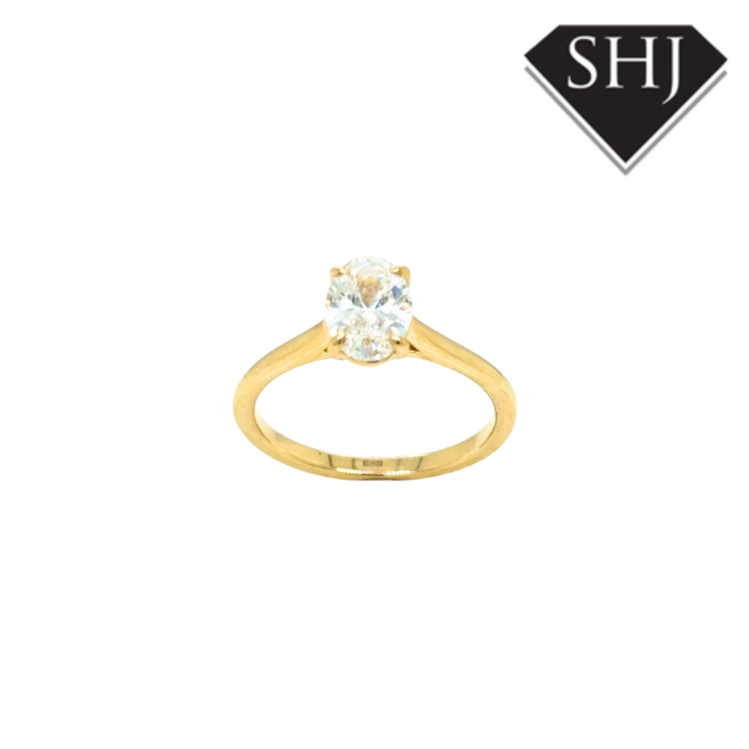 9ct Yellow Gold Lab Grown Single Stone Oval 1.03ct Diamond Ring