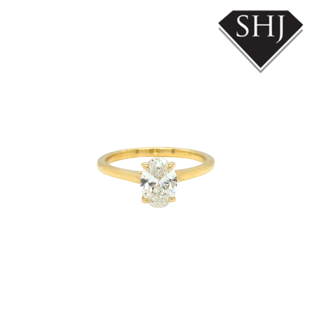 9ct Yellow Gold Lab Grown Single Stone Oval 1.03ct Diamond Ring
