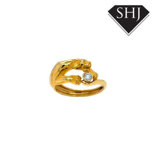18ct Yellow Gold Diamond Panther Cartier Style Ring