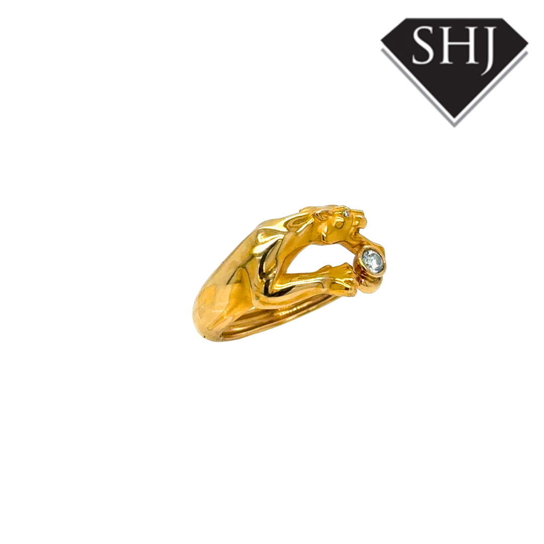 18ct Yellow Gold Diamond Panther Cartier Style Ring