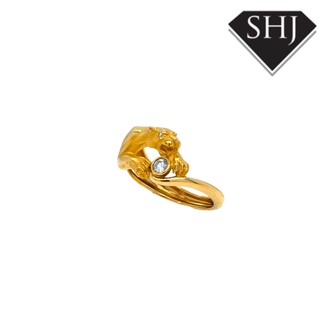 18ct Yellow Gold Diamond Panther Cartier Style Ring