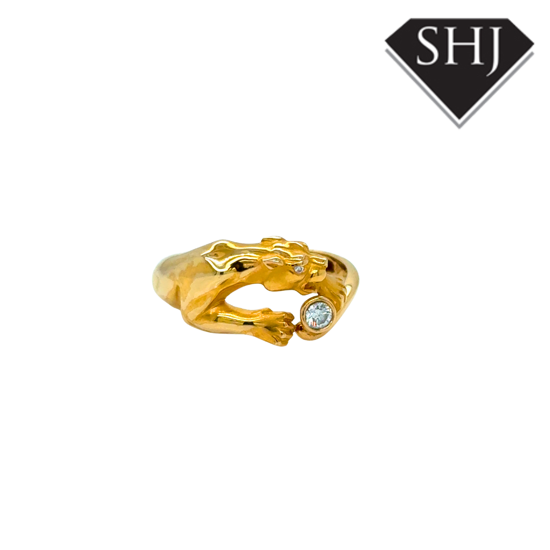 18ct Yellow Gold Diamond Panther Cartier Style Ring