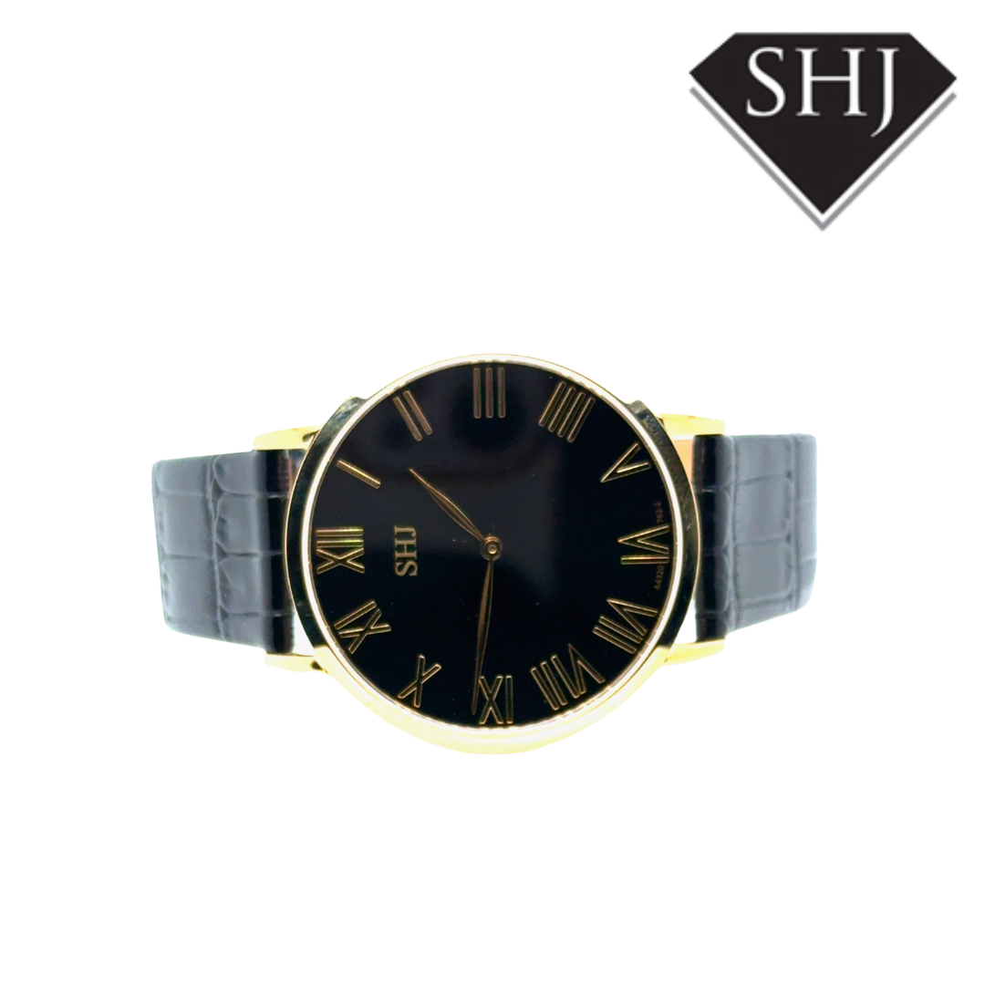 SHJ Gold Plated Black Dial Watch