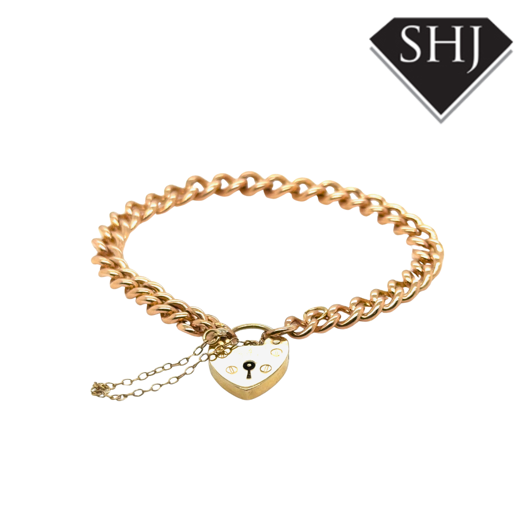 9ct Rose Gold Gate Curb Bracelet